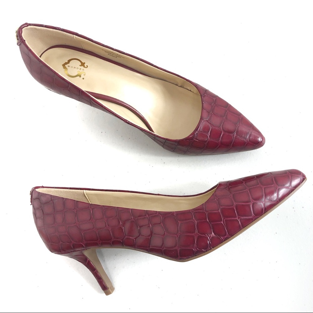 C Wonders Croco Embossed Leather Pumps Size 8M